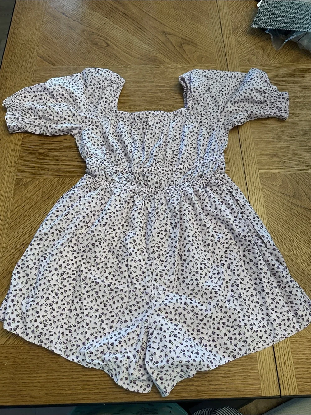 Old Navy Lavender Floral Puff-Sleeve One-Piece Romper